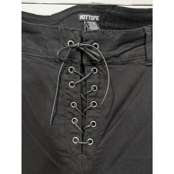 Hot Topic Black Lace Up Low Rise Flare Pants Size 18 Goth Y2K Alt Emo - Picture 3 of 7